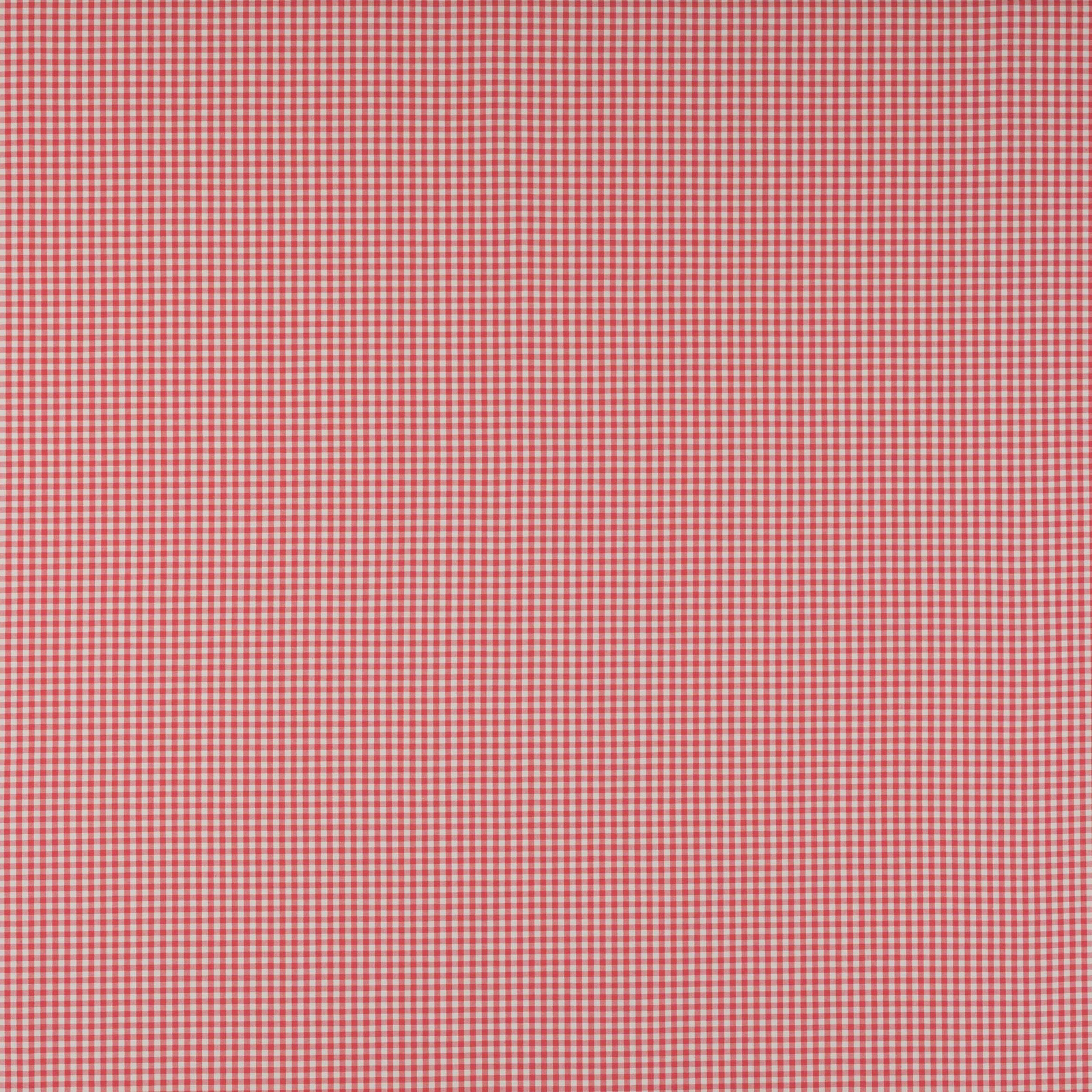 Small pink-red gingham check cotton fabric swatch