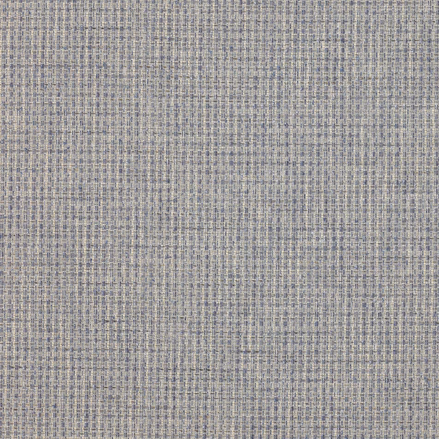 Close-up of a soft misty blue crosshatch woven fabric with pale neutral flecks