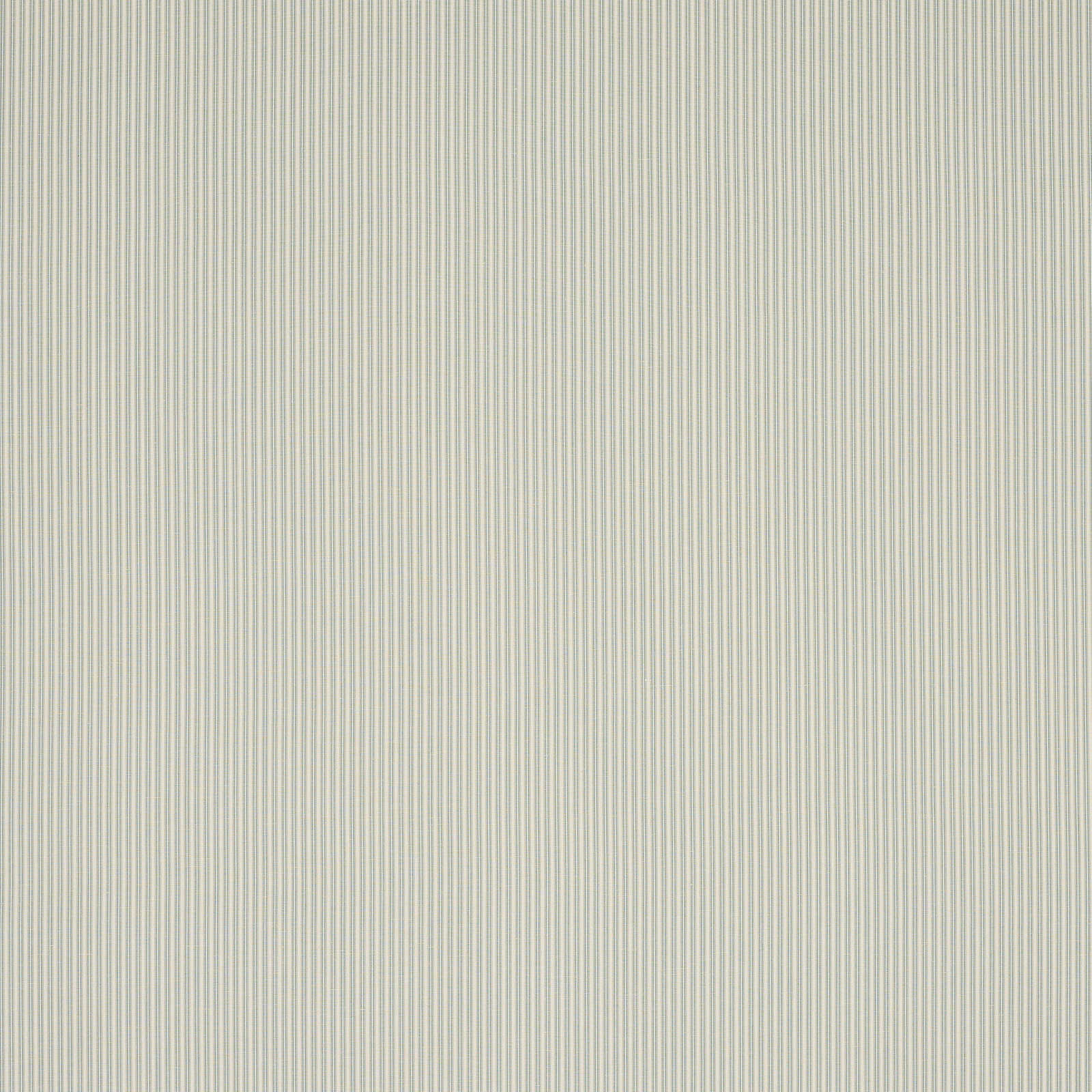Pale aqua pinstripe fabric with fine vertical stripes on an ivory ground