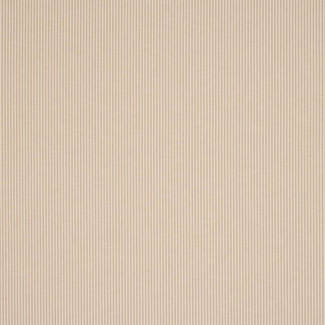Fine beige pinstripe fabric swatch with a warm sandy woven texture