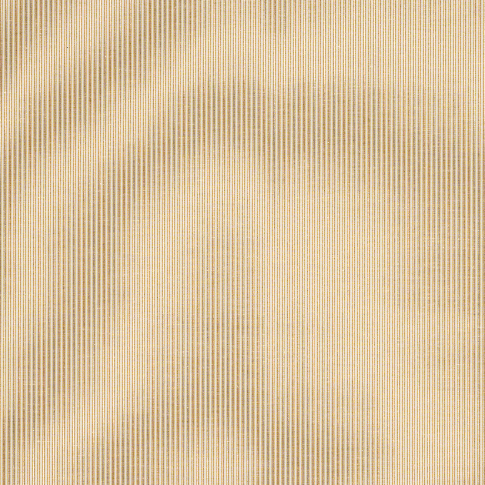 Close-up of fine ochre and cream vertical pinstripes on a linen-cotton fabric