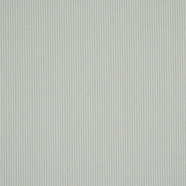 Fine vertical sea-blue and pale neutral stripe woven in a linen-cotton fabric