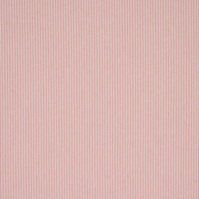 Fine vertical pink-and-cream ticking stripe fabric with a soft matte weave