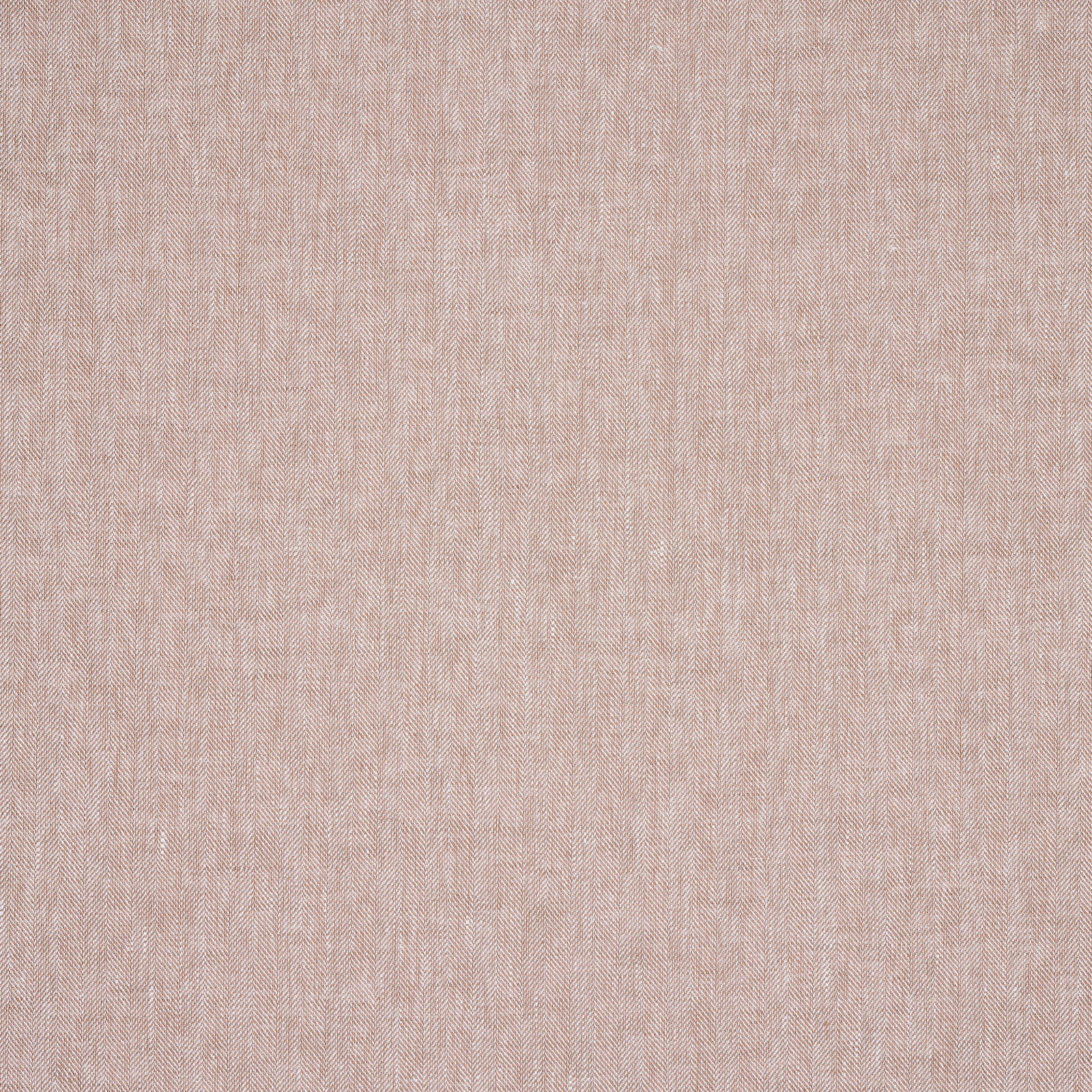 Close-up of soft russet terracotta linen herringbone fabric with fine zigzag texture