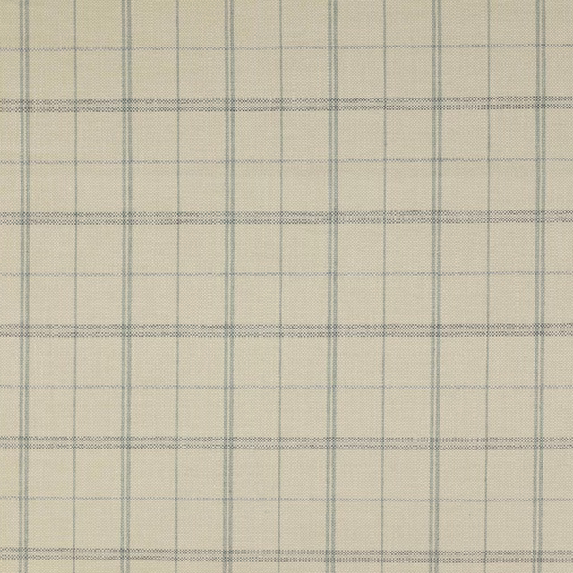 Pale aqua checked woven fabric with fine grey-blue grid lines