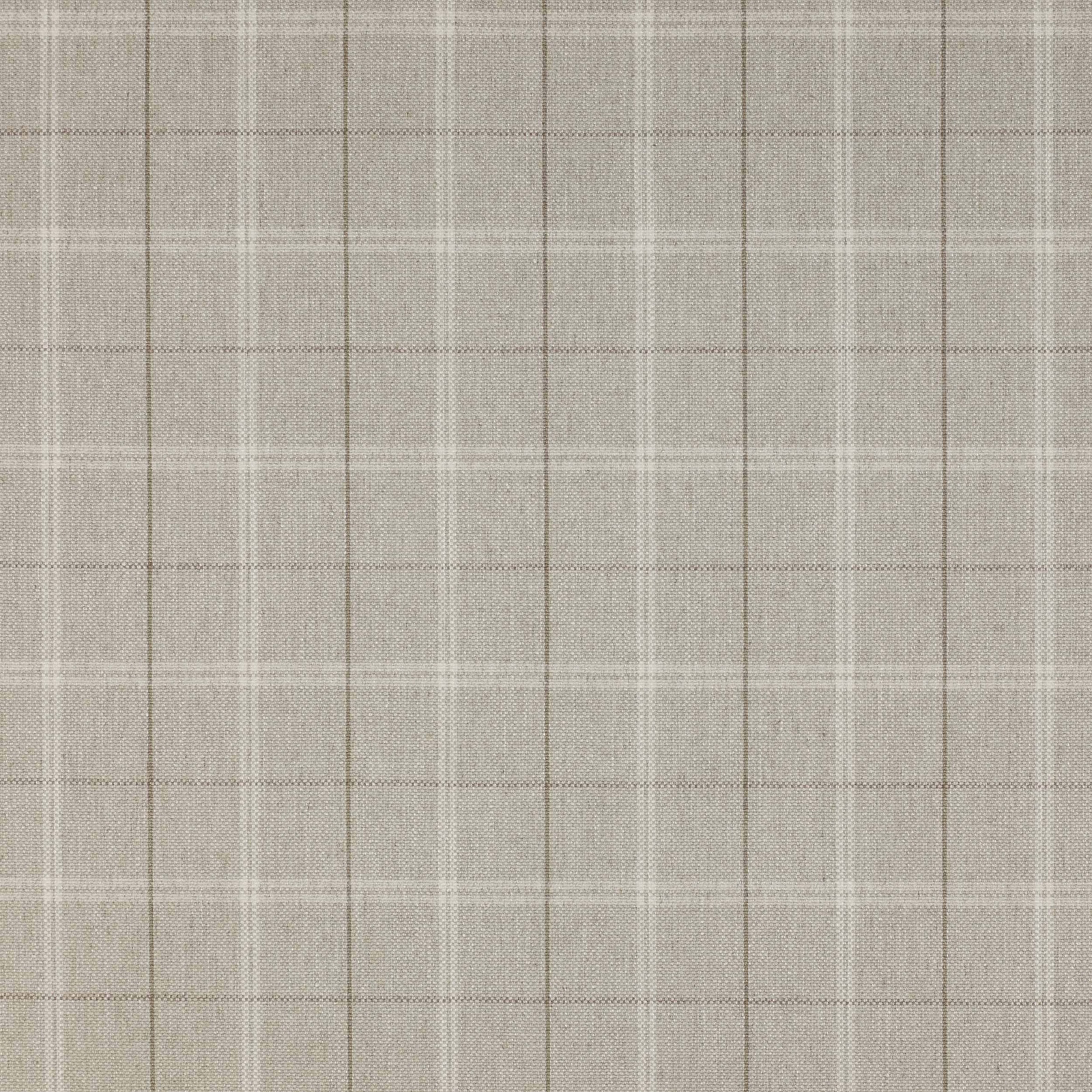 Pale natural check fabric with fine beige-grey woven grid and soft texture