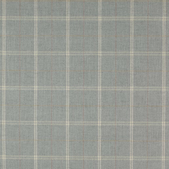 Pale dusty blue woven check fabric with creamy intersecting lines