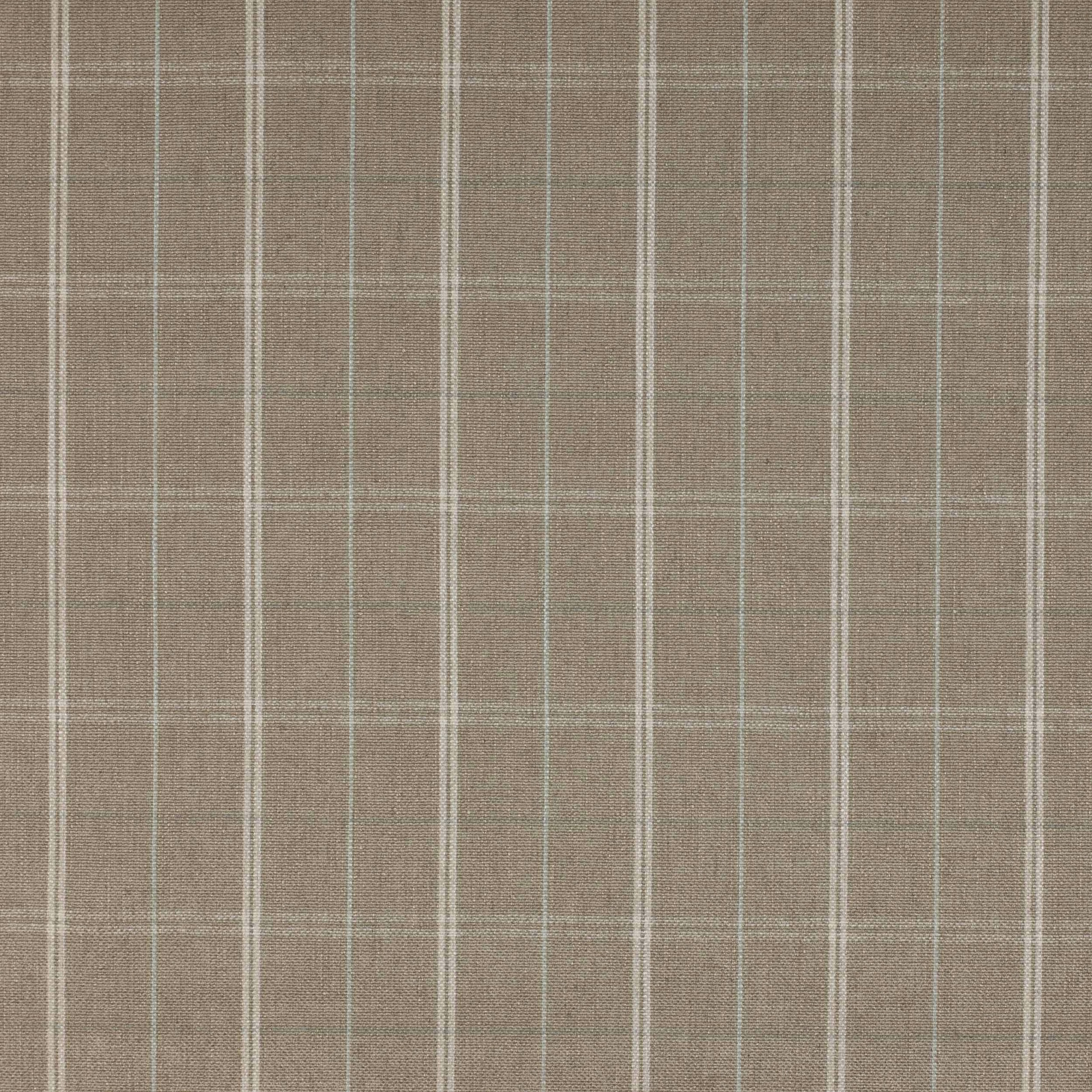 Stone beige checked fabric swatch with fine cream stripes and subtle linen texture