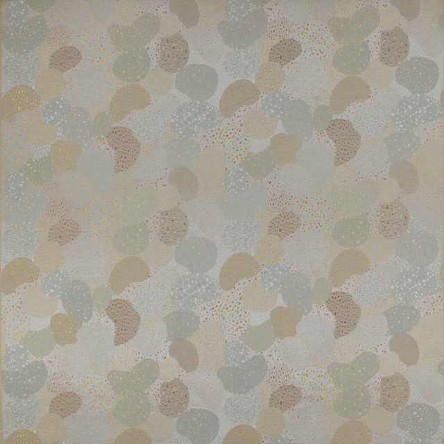 Pale ice blue abstract woven fabric with soft rounded spots and tiny speckles