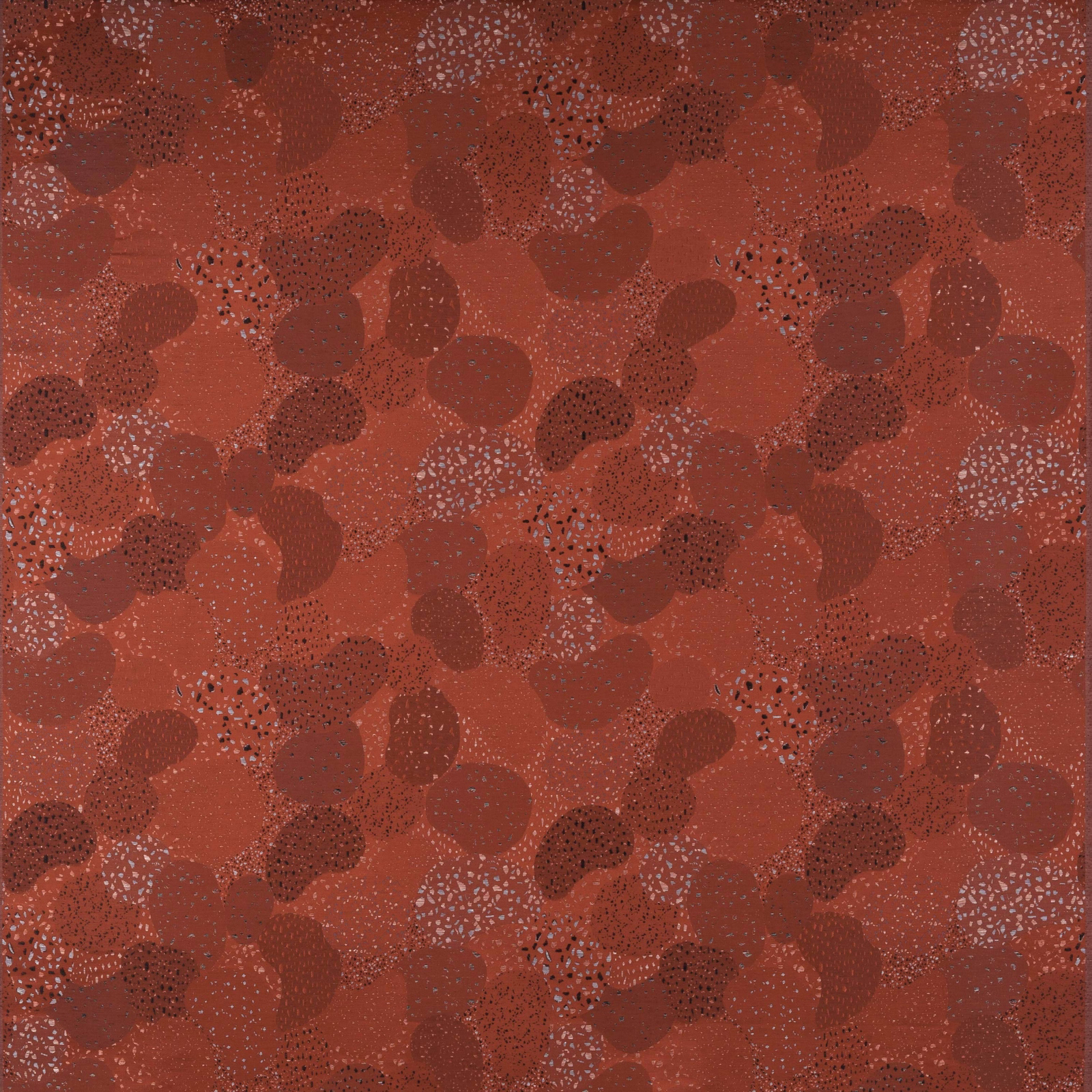Terracotta abstract fabric swatch with speckled rust and brown pattern