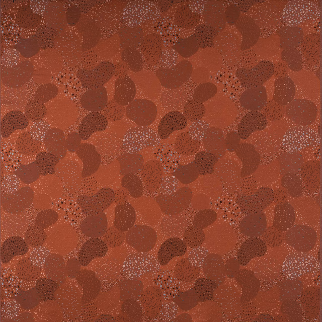 Terracotta abstract fabric swatch with speckled rust and brown pattern