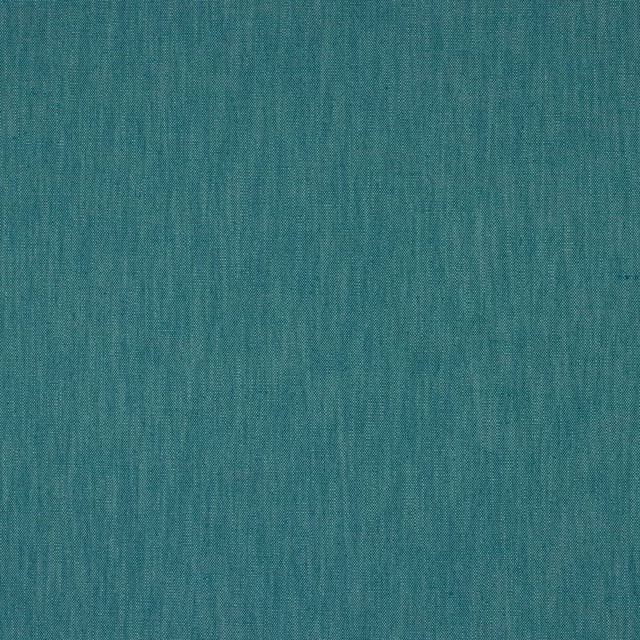 Teal-blue plain woven fabric swatch with fine linen texture