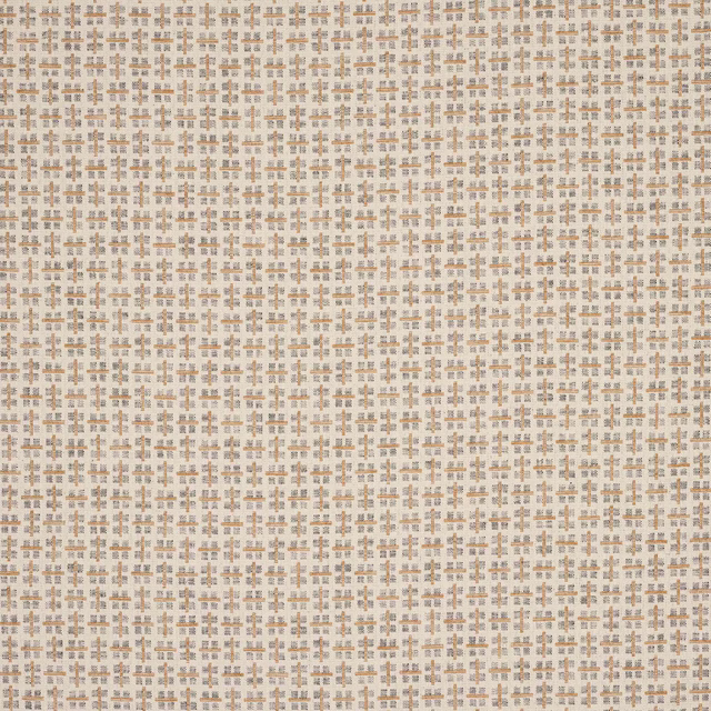 Cream ground fabric with tiny ochre and charcoal geometric cross motif