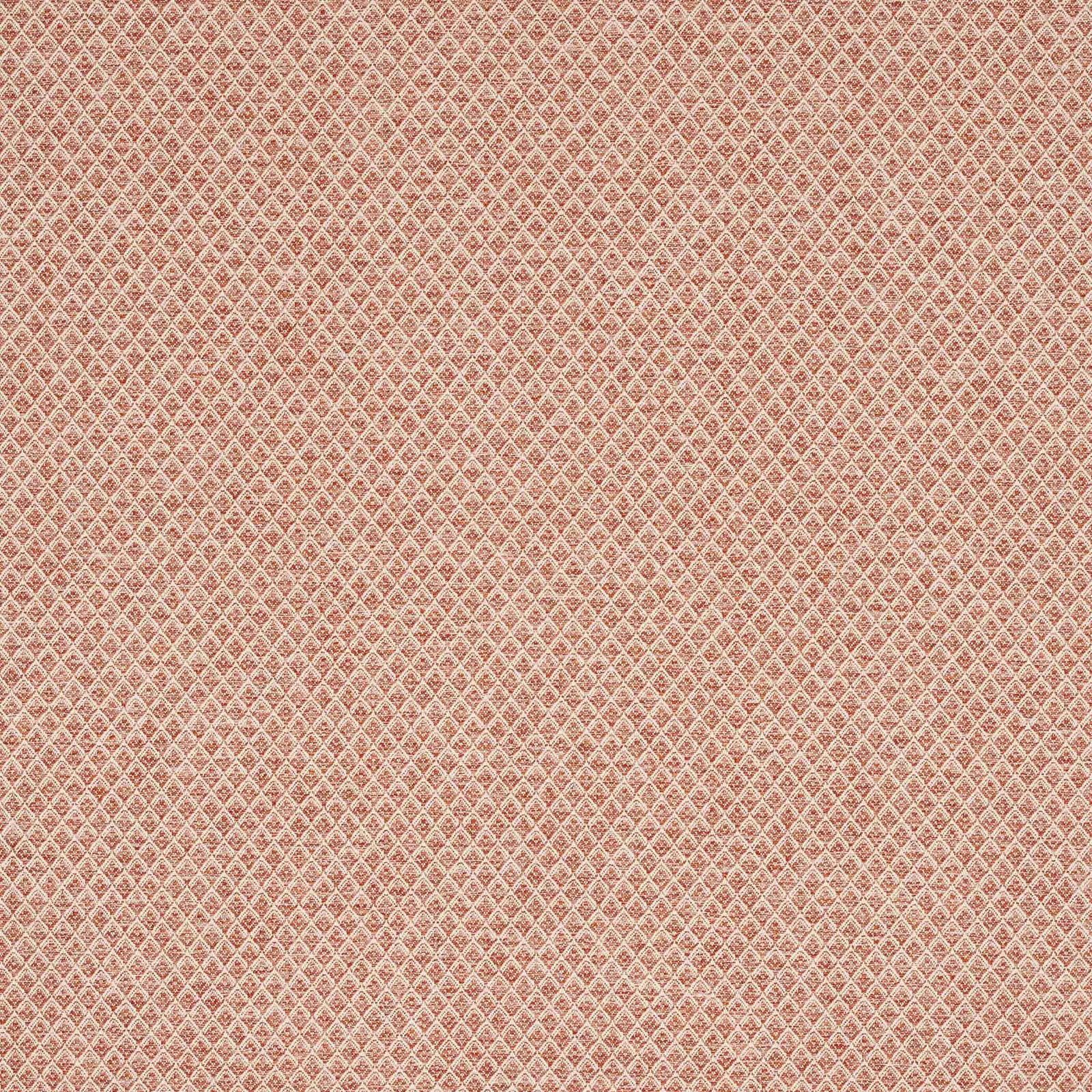 Small diamond geometric fabric in muted tomato red and cream