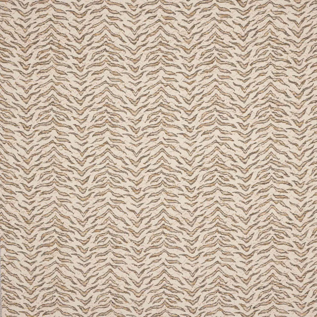 Soft straw beige fabric with muted taupe zigzag chevron pattern