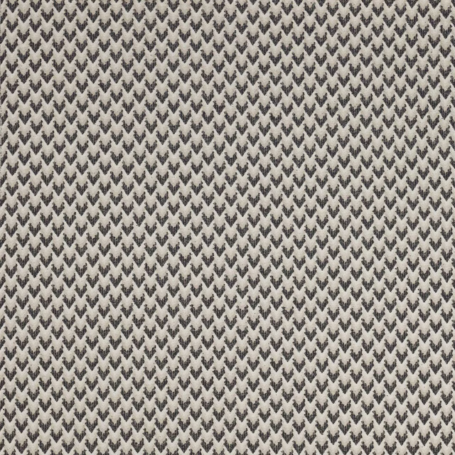 Close-up of ivory and charcoal small-scale chevron woven fabric