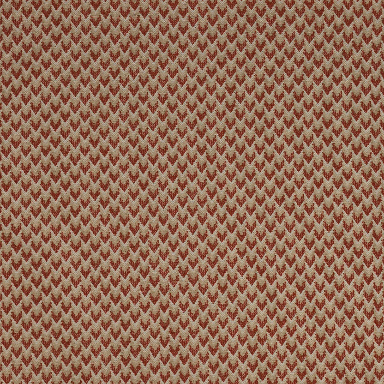 Close-up of a small terracotta chevron weave on a beige textured ground