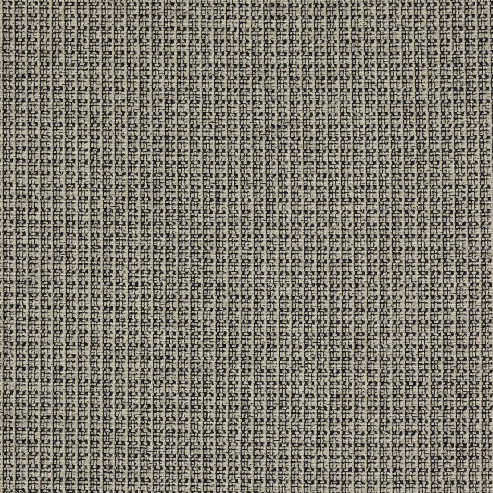 Close-up of a black and taupe textured woven fabric swatch