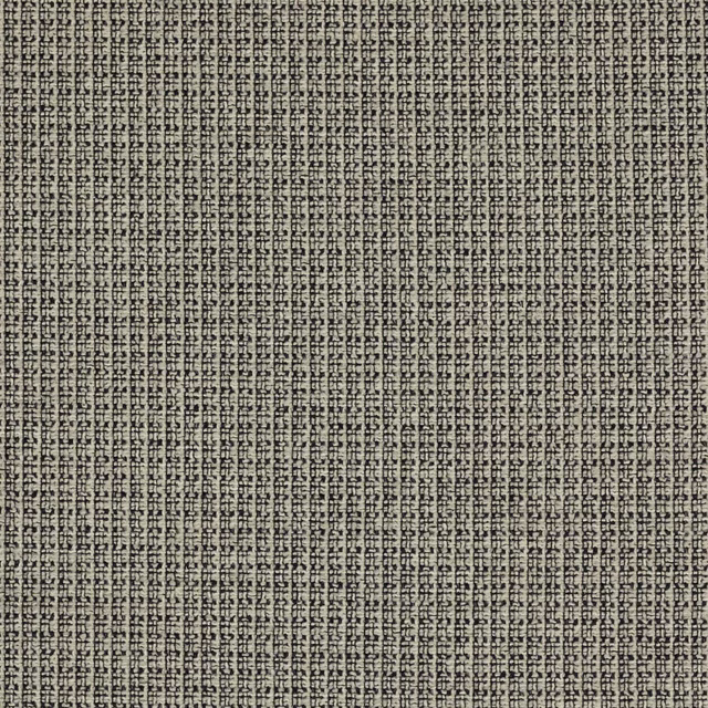Close-up of a black and taupe textured woven fabric swatch