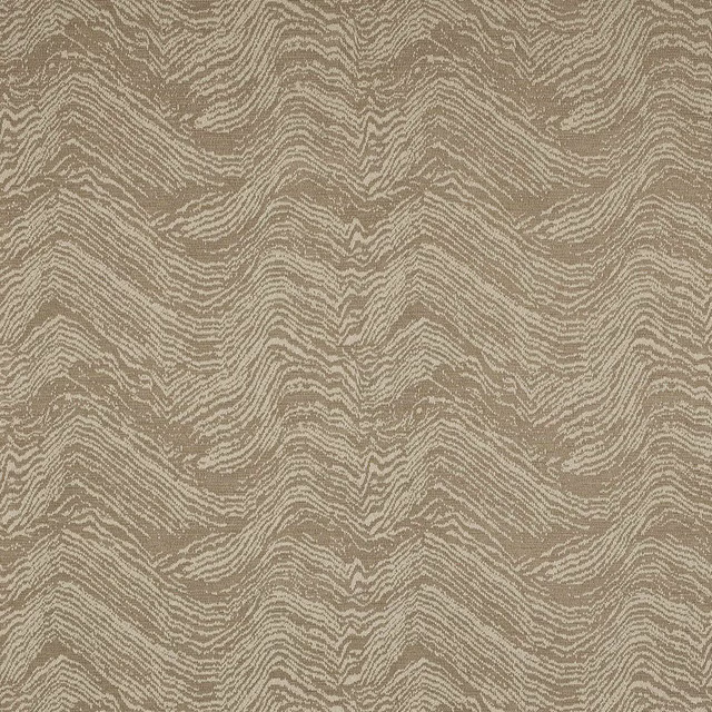 Warm beige woven fabric with rippling animal-inspired waves and textured ground