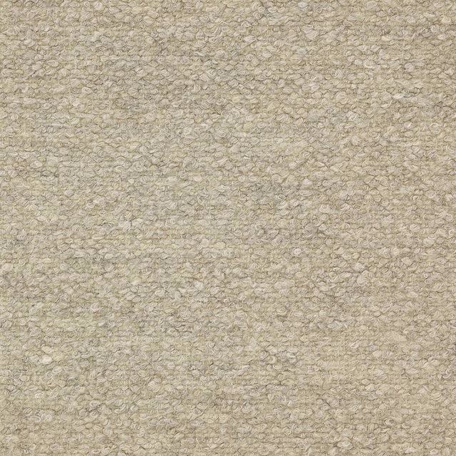 Close-up of soft stone beige looped upholstery fabric with a mottled textured surface