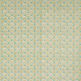 Small scalloped lime and teal print on a pale cream linen-cotton ground