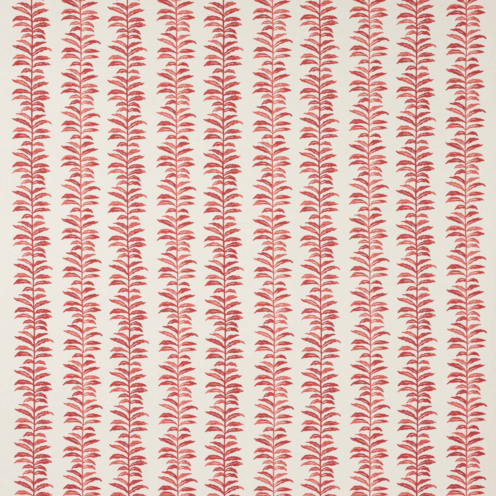Cream fabric with narrow vertical rows of red leafy sprigs