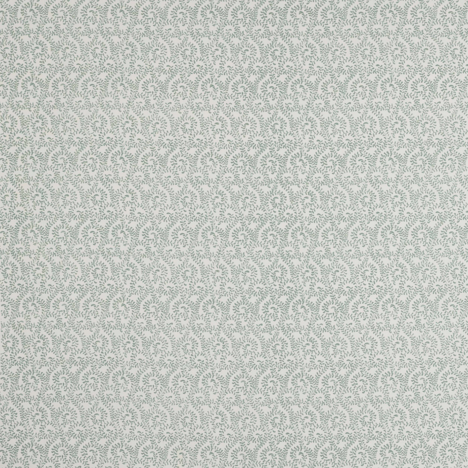 Pale aqua small floral print on a light ground, softly repeated across fabric