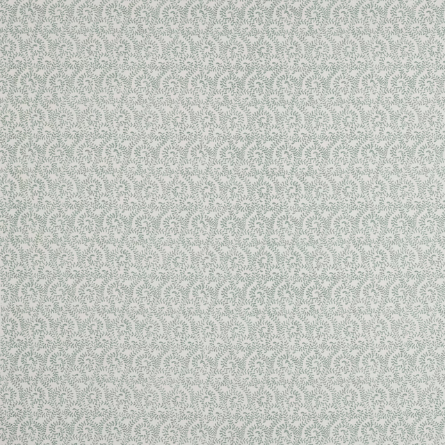 Pale aqua small floral print on a light ground, softly repeated across fabric