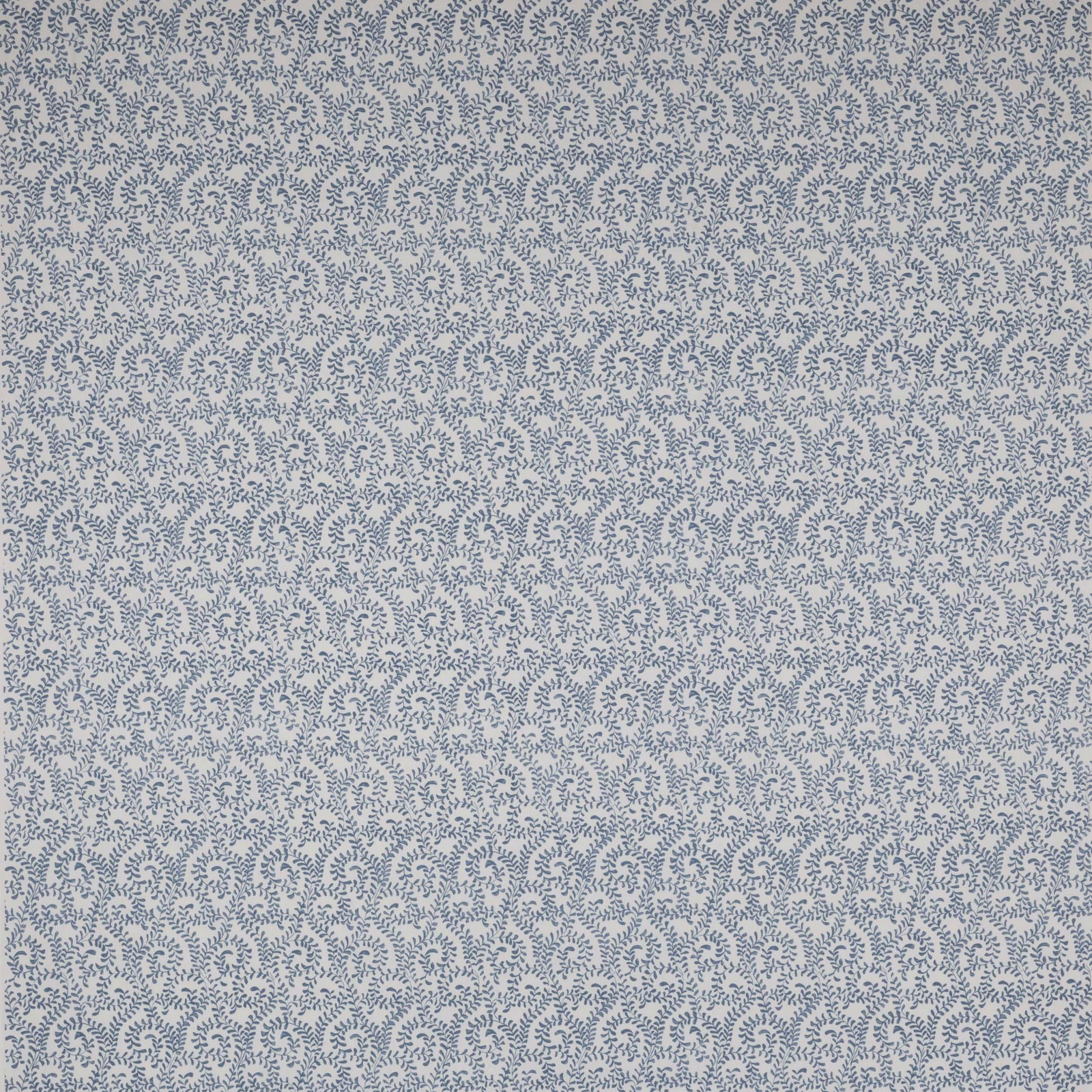 Soft blue small-scale print on a pale linen-look fabric swatch