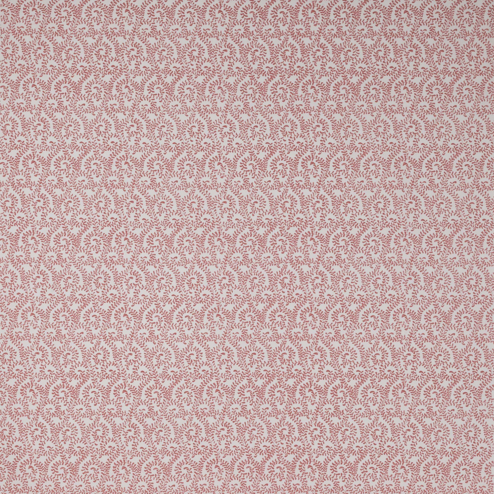 Small red leaf-like print on a pale ground, tightly repeated