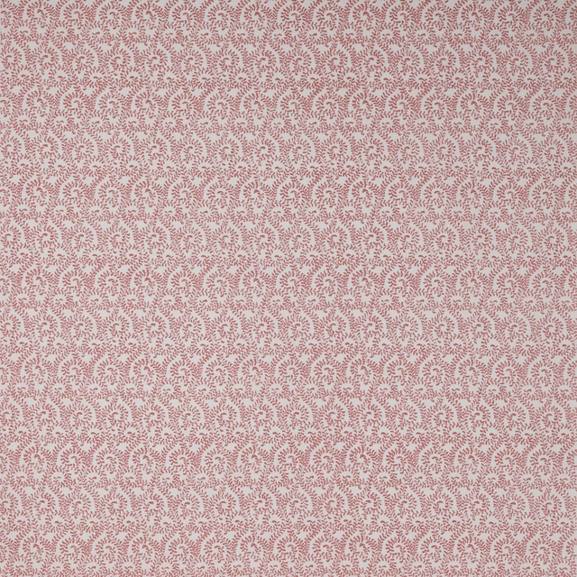Small red leaf-like print on a pale ground, tightly repeated
