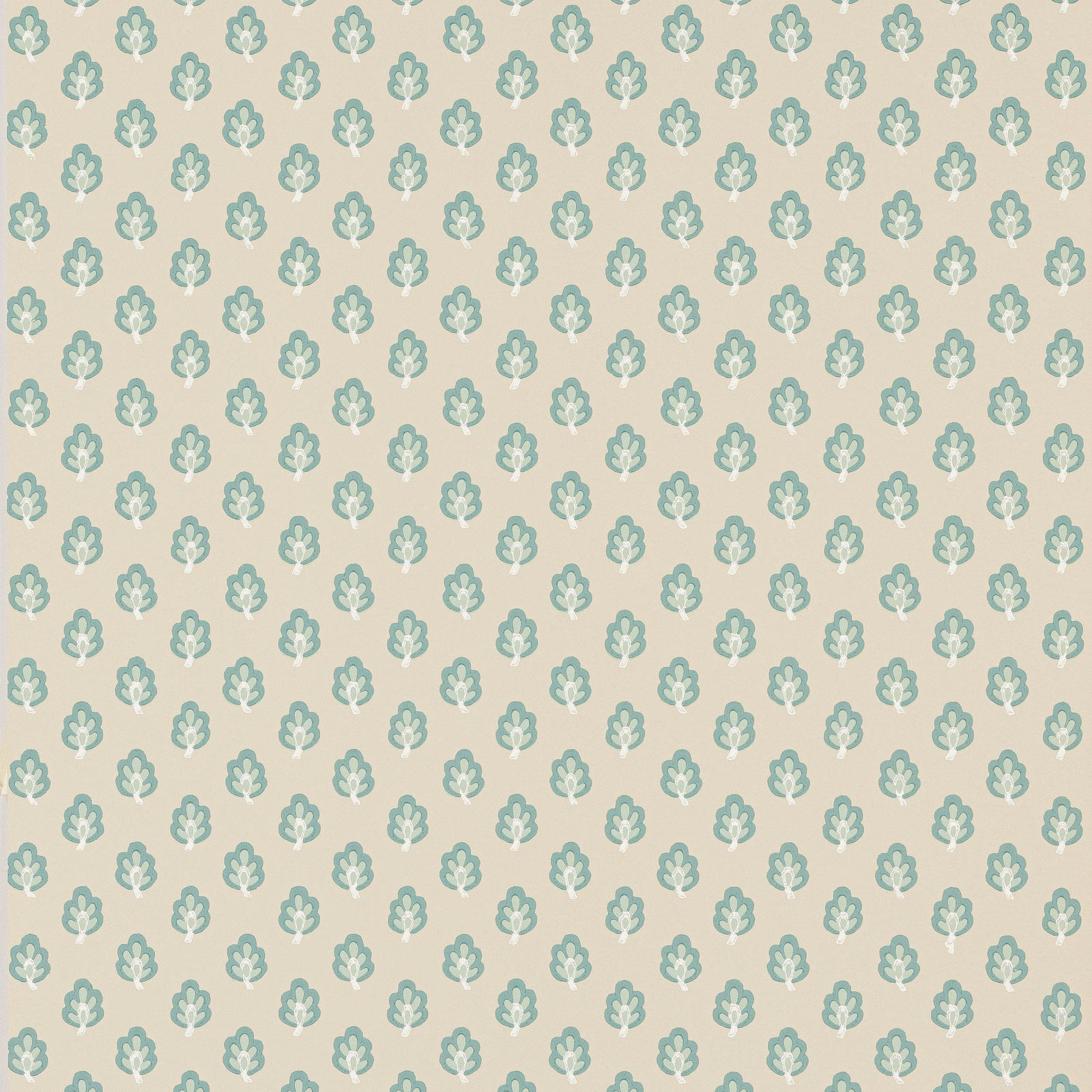 Small sage botanical motifs on a pale stone paper wallpaper ground