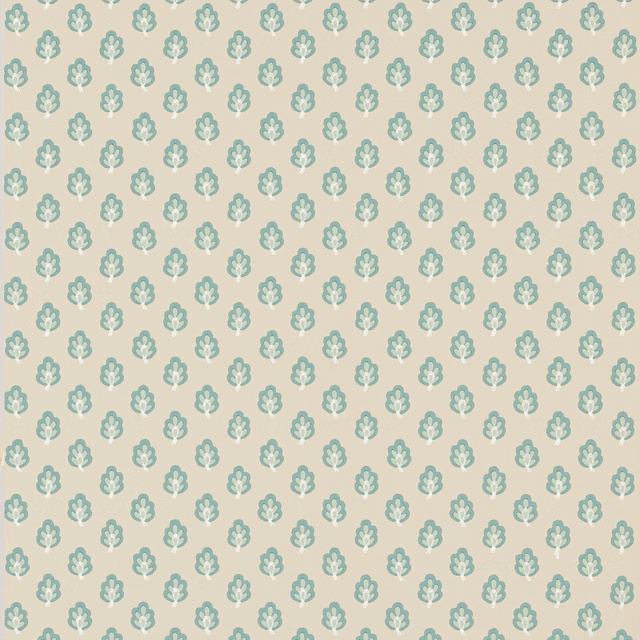 Small sage botanical motifs on a pale stone paper wallpaper ground