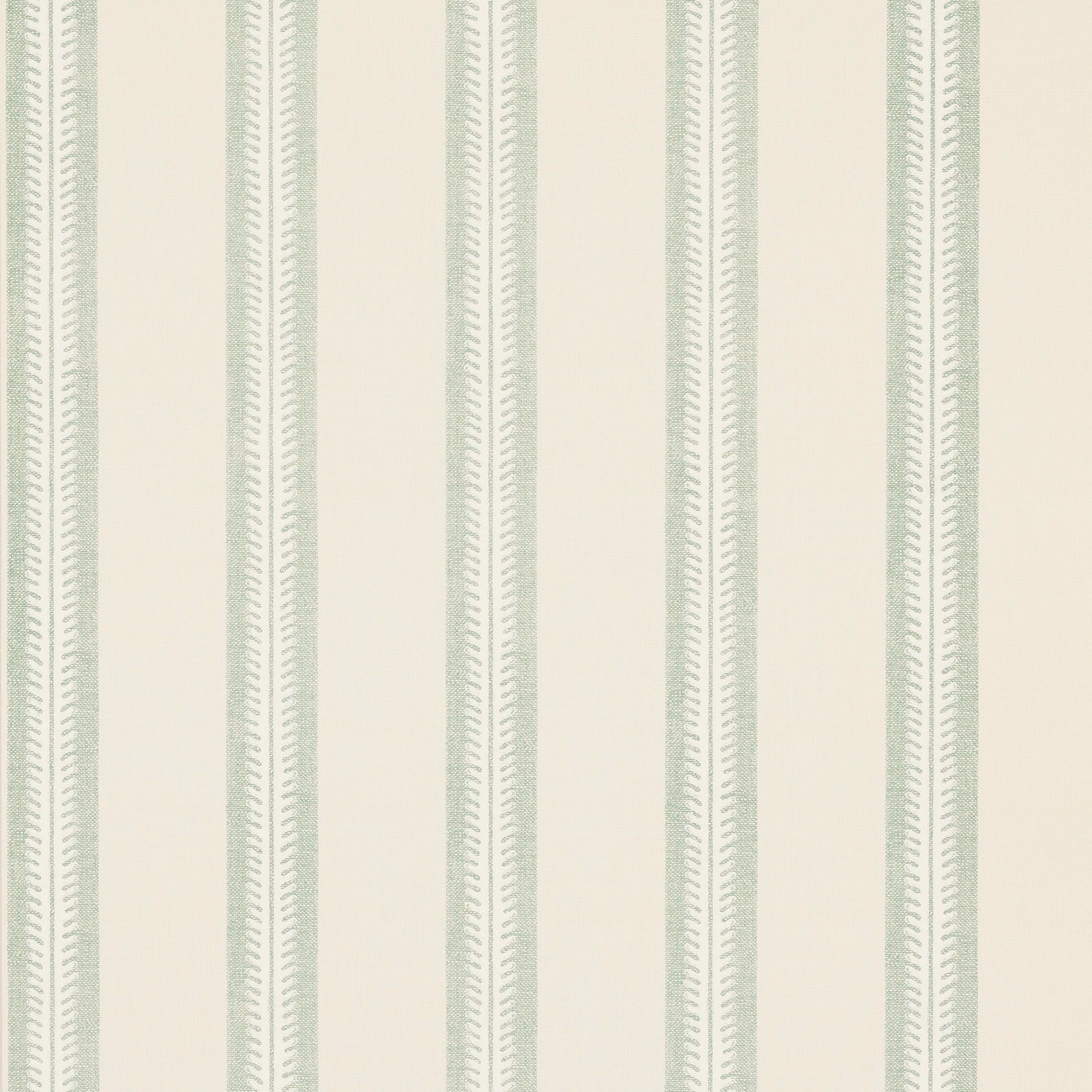 Pale aqua vertical stripe wallpaper with fine chevron details on an ivory ground