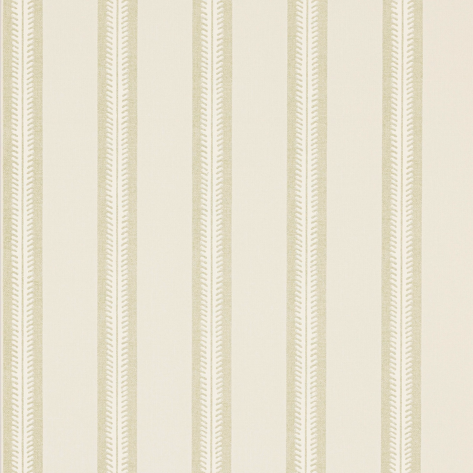 Pale sage-green and ivory vertical wallpaper stripes with fine chevron detailing