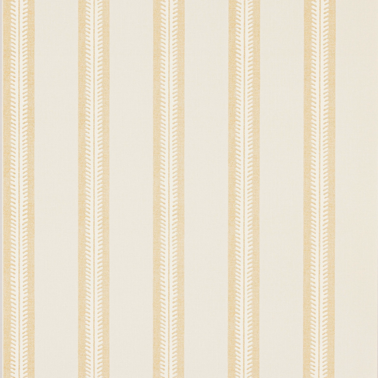 Pale straw-yellow vertical stripes with fine chevron detailing on an ivory ground