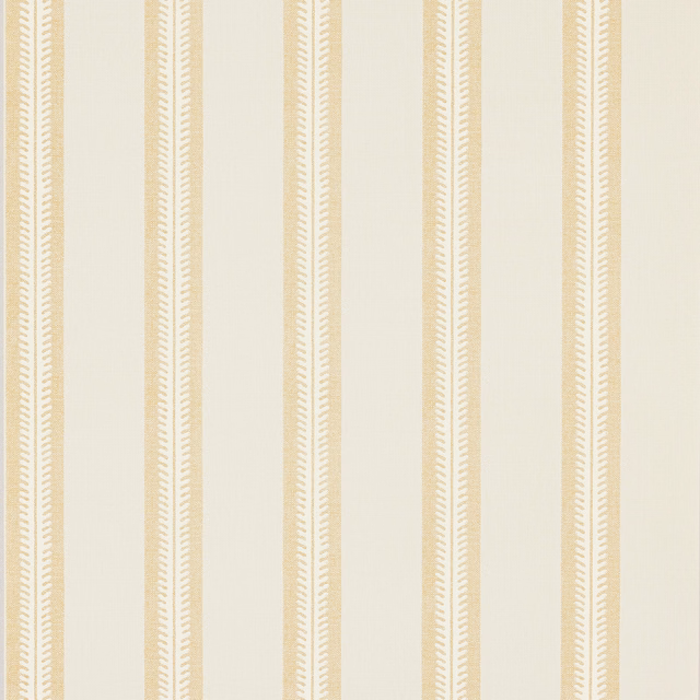 Pale straw-yellow vertical stripes with fine chevron detailing on an ivory ground