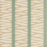 Muted taupe branching bands with aqua vertical stripes on non-woven wallpaper