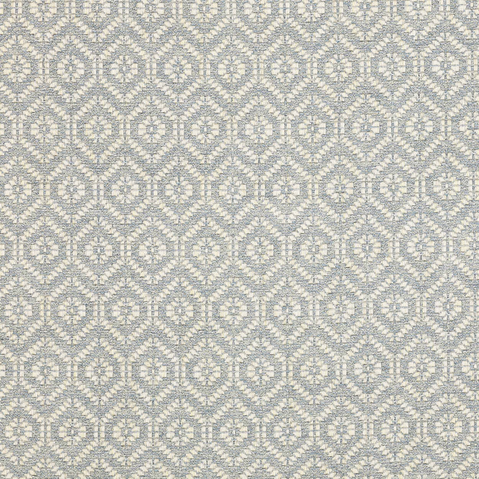 Small blue geometric woven fabric with a pale ground and textured repeat