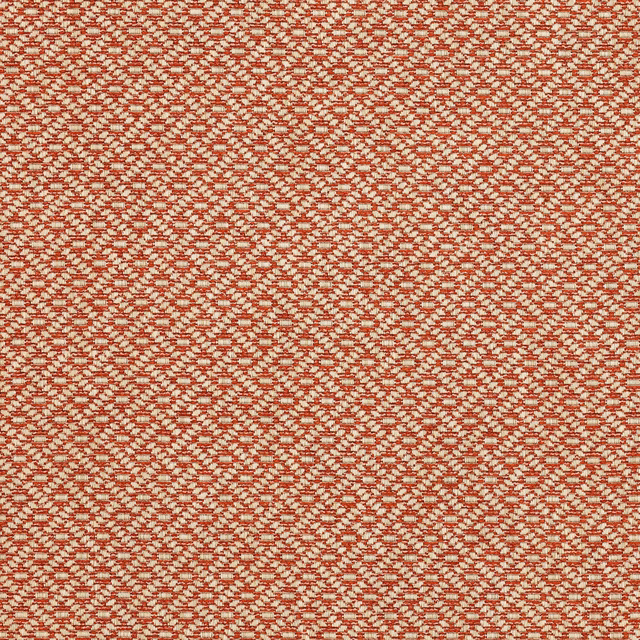 Close-up of a small red and cream geometric woven fabric with textured surface