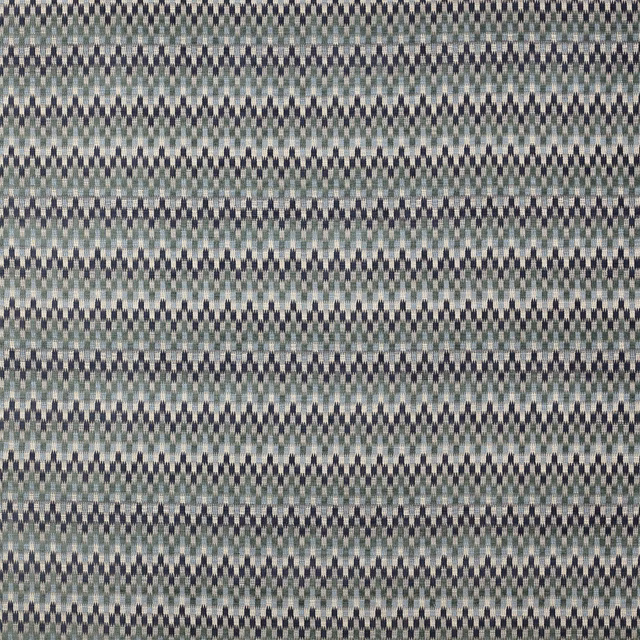 Small geometric fabric swatch in blue-teal, grey and dark navy tones
