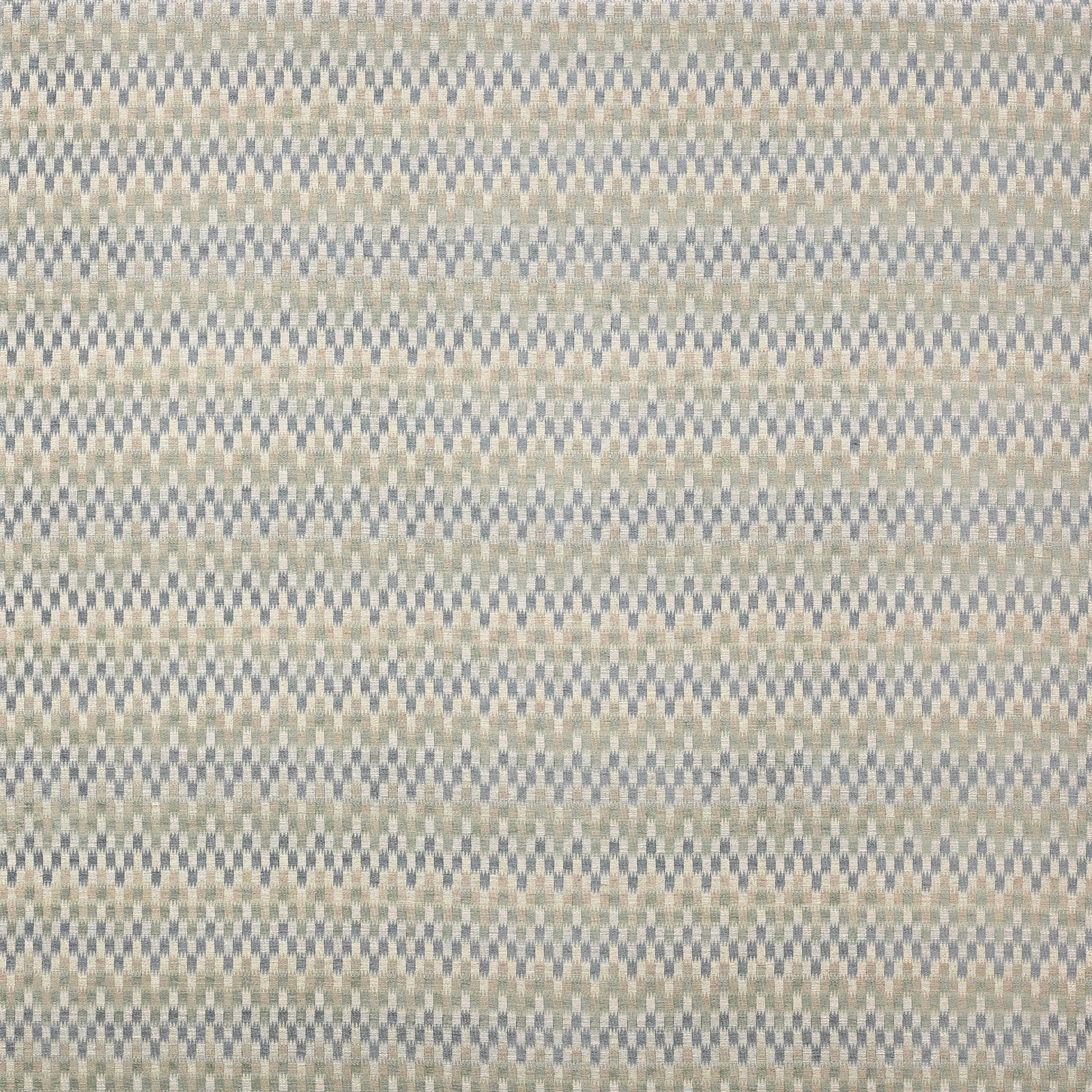 Small woven geometric fabric in soft old blue, grey and ivory tones