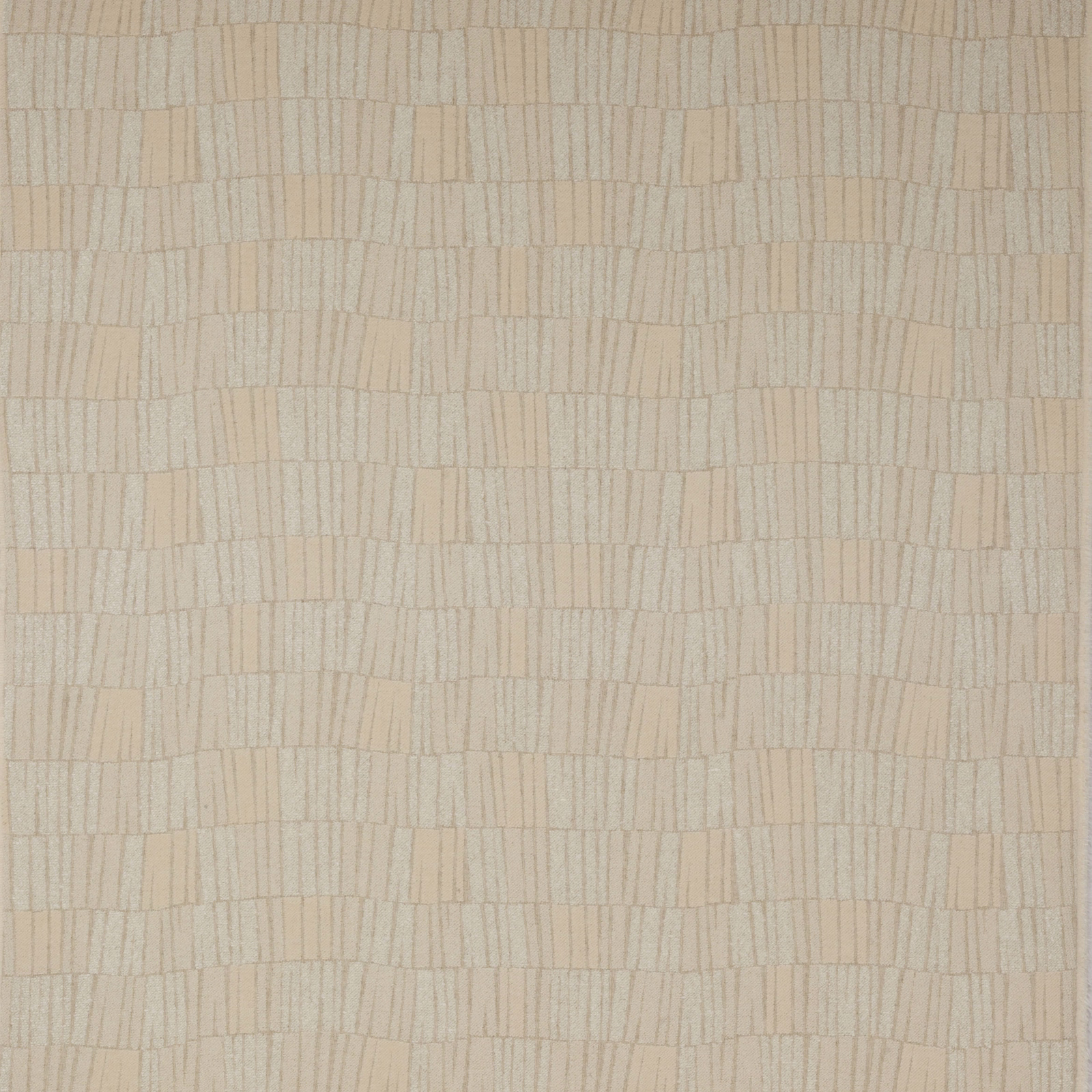 Pale ivory woven fabric with small geometric grid texture