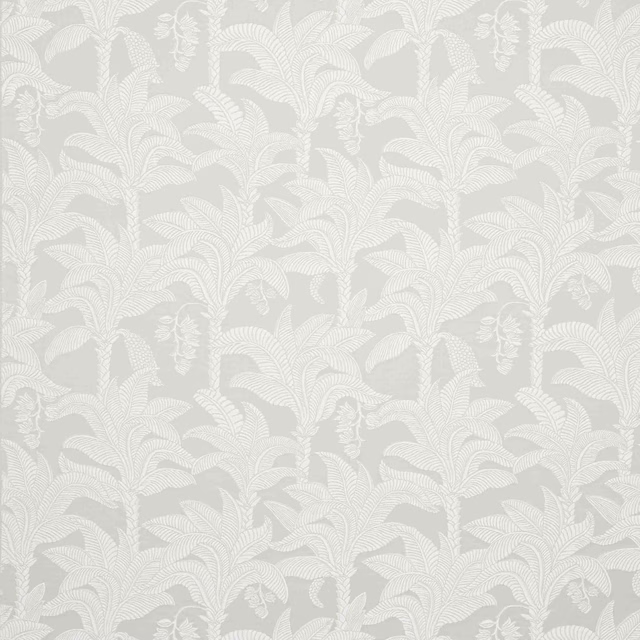Pale white leaf-pattern fabric with a softly textured woven surface