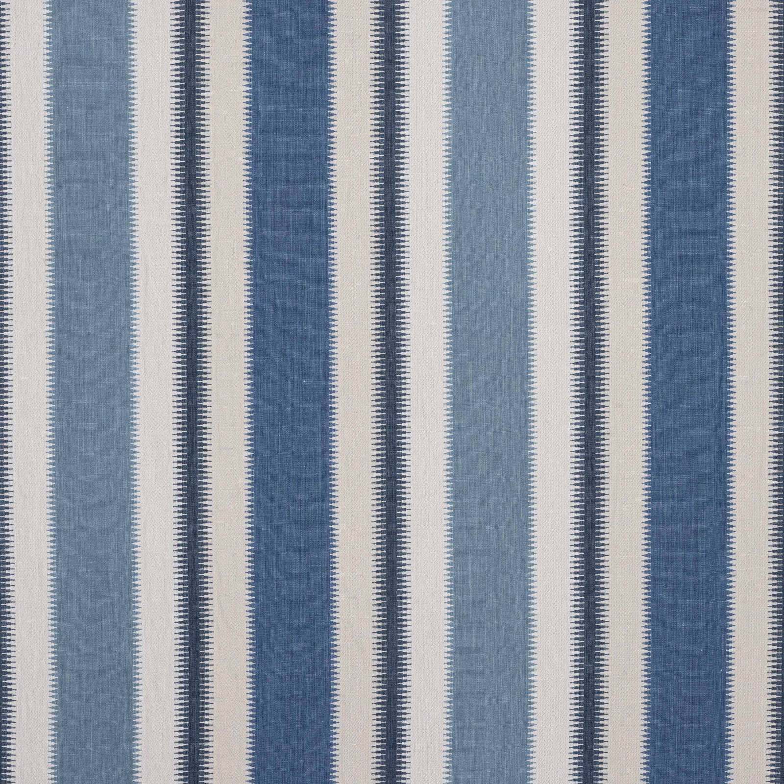 Vertical blue and pale striped woven fabric with textured slub finish