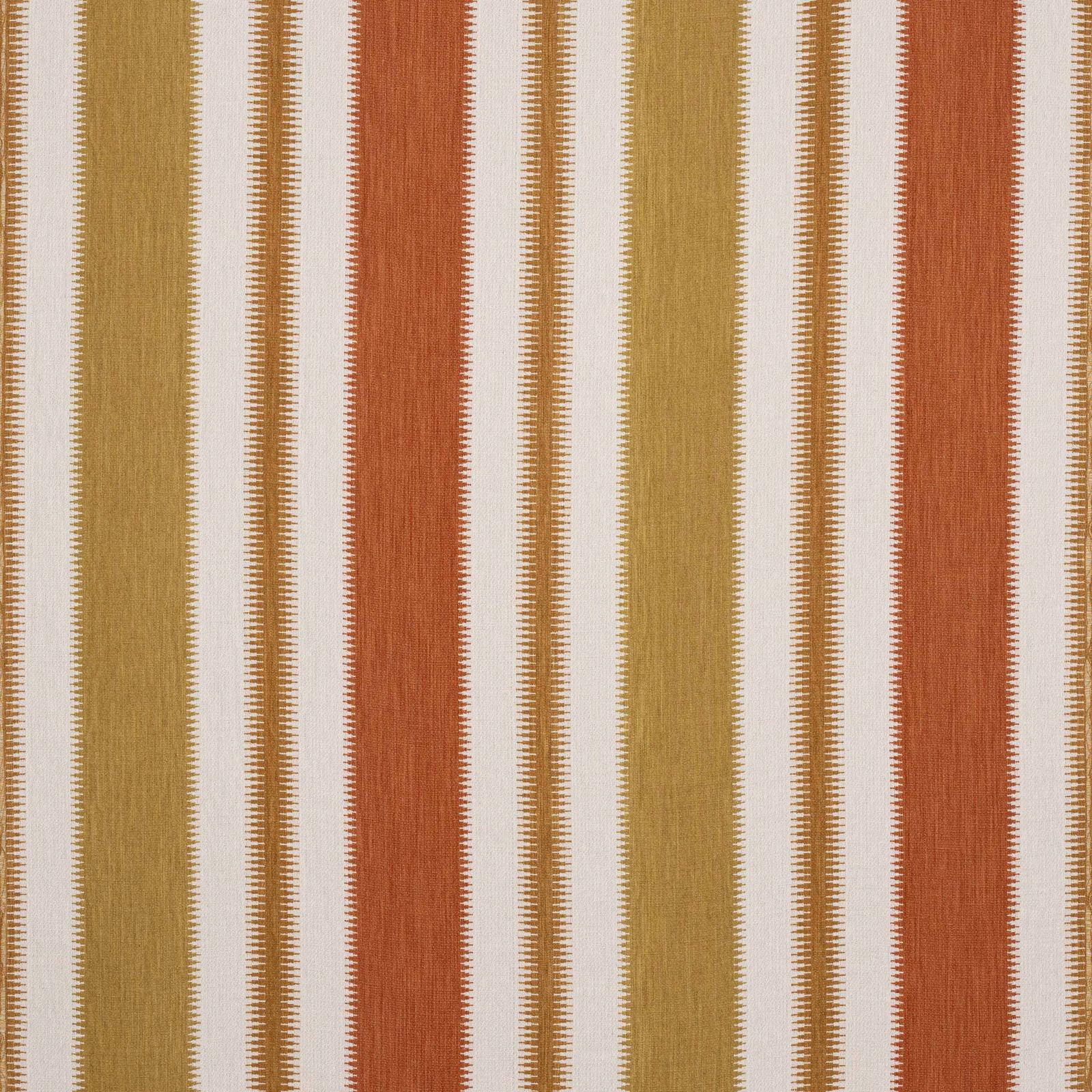 Striped woven fabric in saffron gold, rust orange and natural cream
