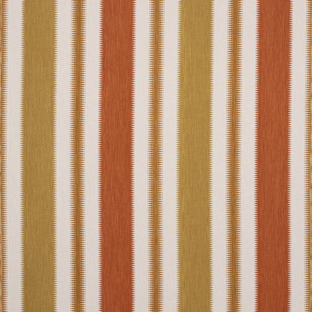 Striped woven fabric in saffron gold, rust orange and natural cream