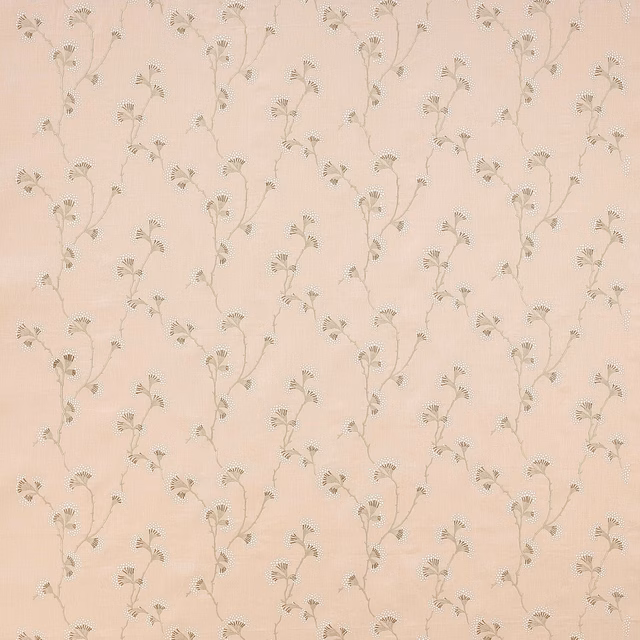 Soft blush pink fabric with delicate trailing botanical motif
