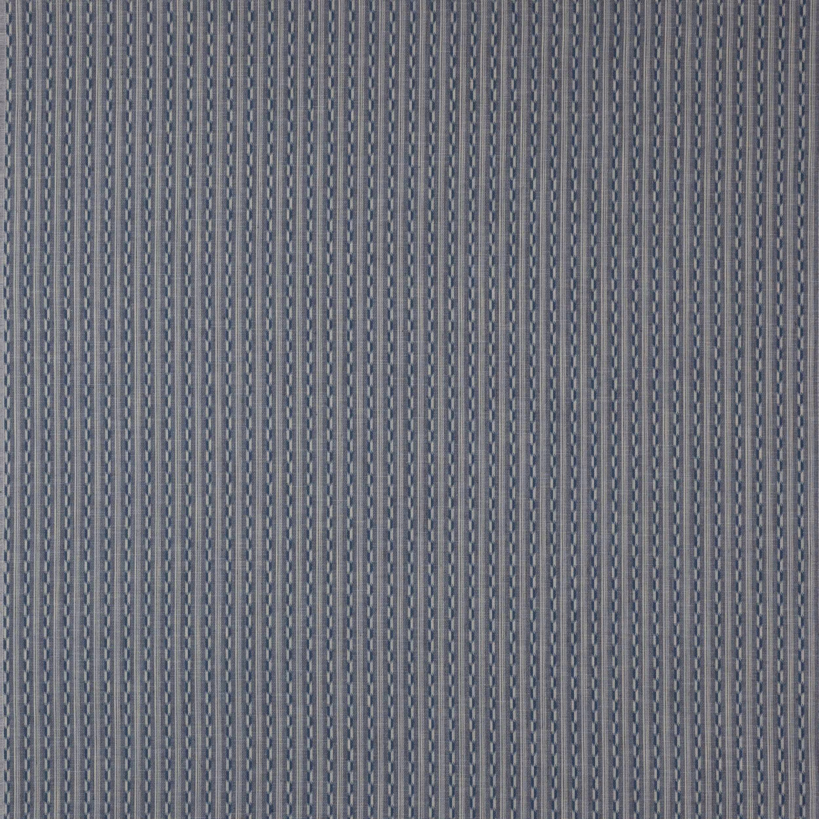 Close-up of Jasper Blue striped fabric in muted slate and pale blue yarns